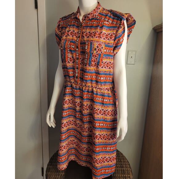 Speed Control Rainbow Tribal Print Mini Dress 2X Babydoll Boho Indie Fit Flare - Picture 8 of 10